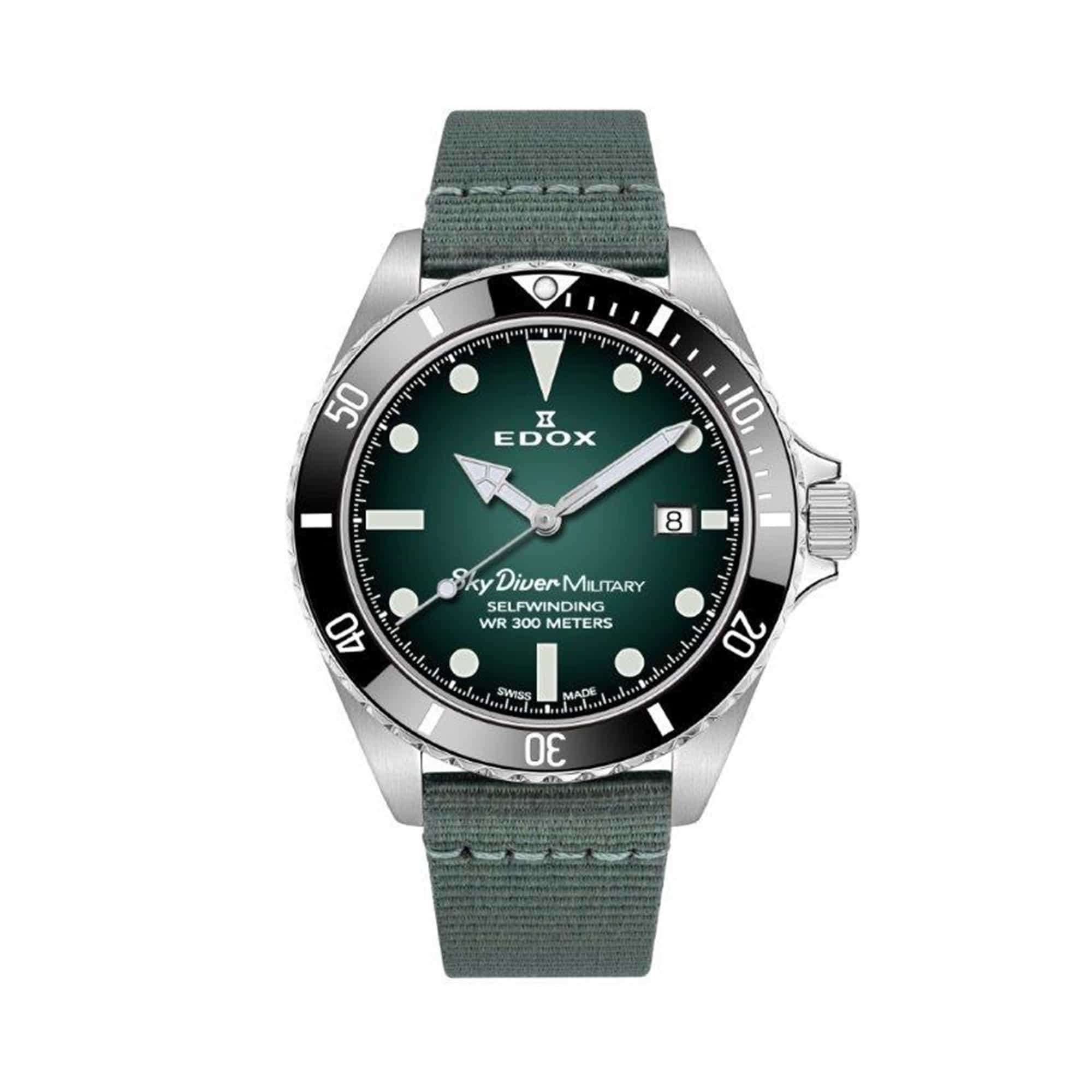 Edox Skydiver Military Stainless Steel Limited Edition 80115-RN-VD – Swiss Time
